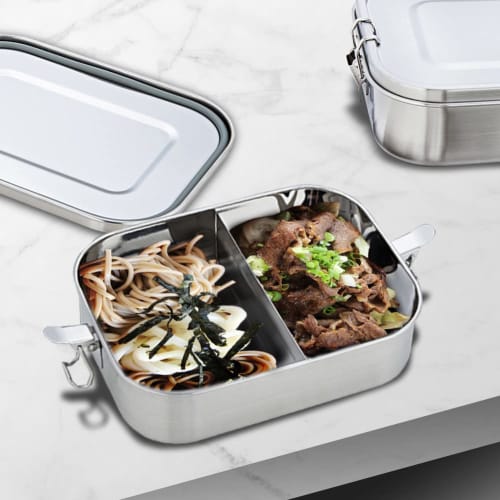 SHUBIAO Bento Box, 304 Stainless Steel Lunch Container - 2-Compartment Metal Lunch Container, Metal Lunch Box for Kids and Adults, 800ML, Dishwasher S