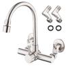 Jeonestan Kitchen Mixer Mixer Tap with Swivel Swan Neck Shower Stainless with Eccentric Fits Installation Widths of Wall-Mounted 2-Hole Tap,