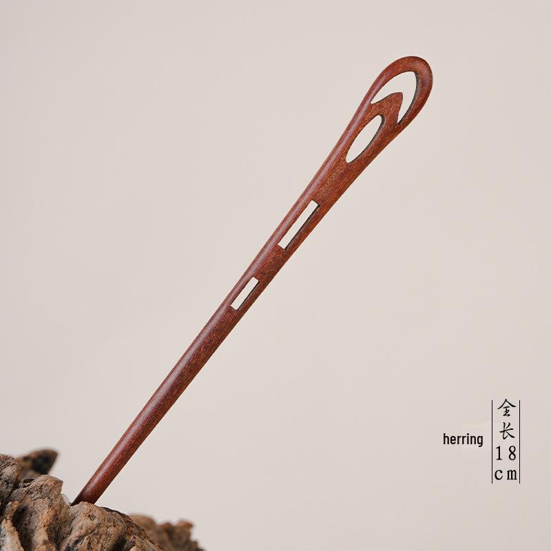 High-End Natural Ebony Wood Hairpin - Extended Chinese Ancient Style Black Hair Bun Accessory