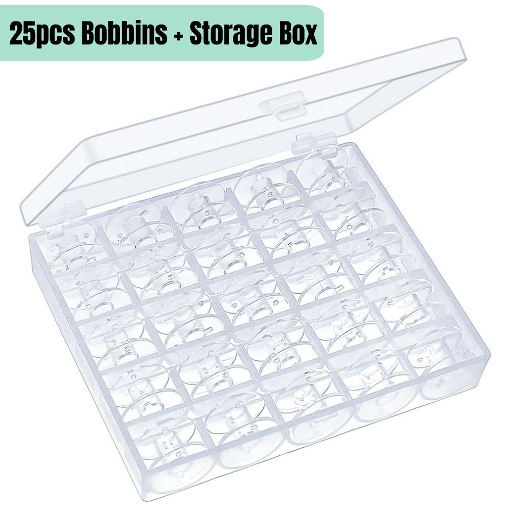 25PCS Sewing Machine Bobbins Reusable Sewing Machine Empty Bobbins with Storage Box for Household DIY Sewing Accessories Tools