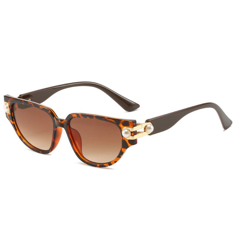 Triangular Cat Eye High-End Pearl Sunglasses, Plain Sunglasses, Women'S Trendy Glasses