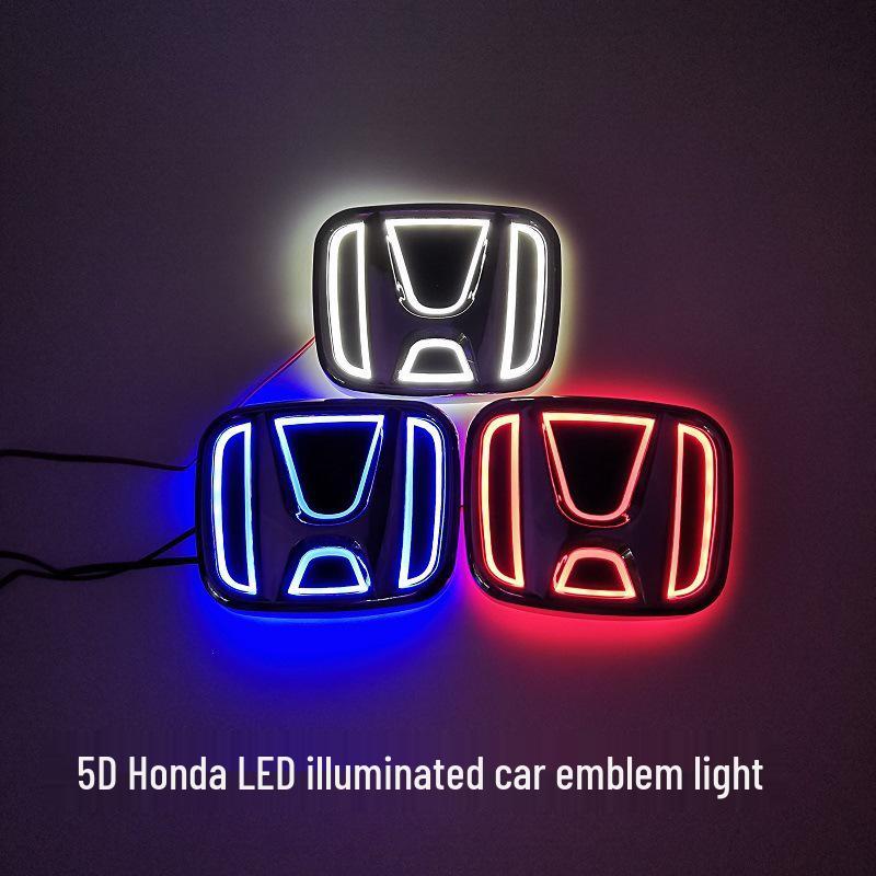 5D LED Car Logo Light for Honda Models: Fit, Odyssey, Civic, Accord – Illuminated Rear Emblem 9.0x7.5 cm