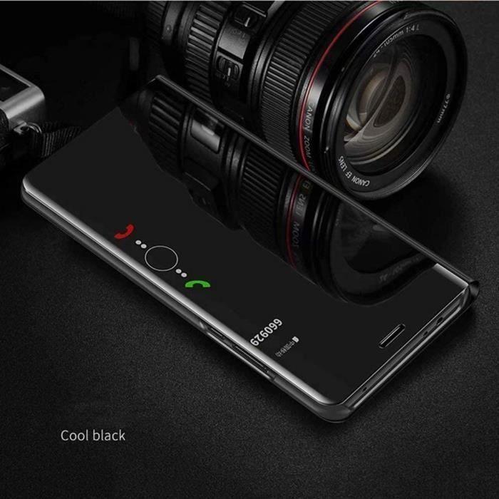 Skal för Xiaomi Mi 10 5G - LuffyShop - Spegel Flip Ultratunt - Anti-Repor - Stöttåligt - Svart