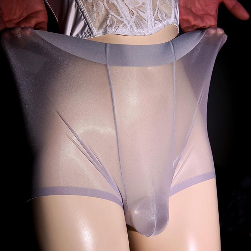 1PC Silky Fully Exposed U Convex Pouch Breathable Modal Panties Transparent Mens Boxers Ultra-Thin Men's Shorts Comfortable