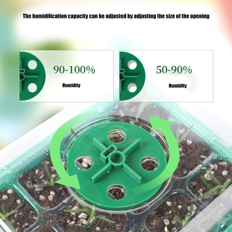 Plastic Seedling Starter Kits with LED Grow Light Plant Nursery Tray with Drainage Holes Vegetable Germination Box