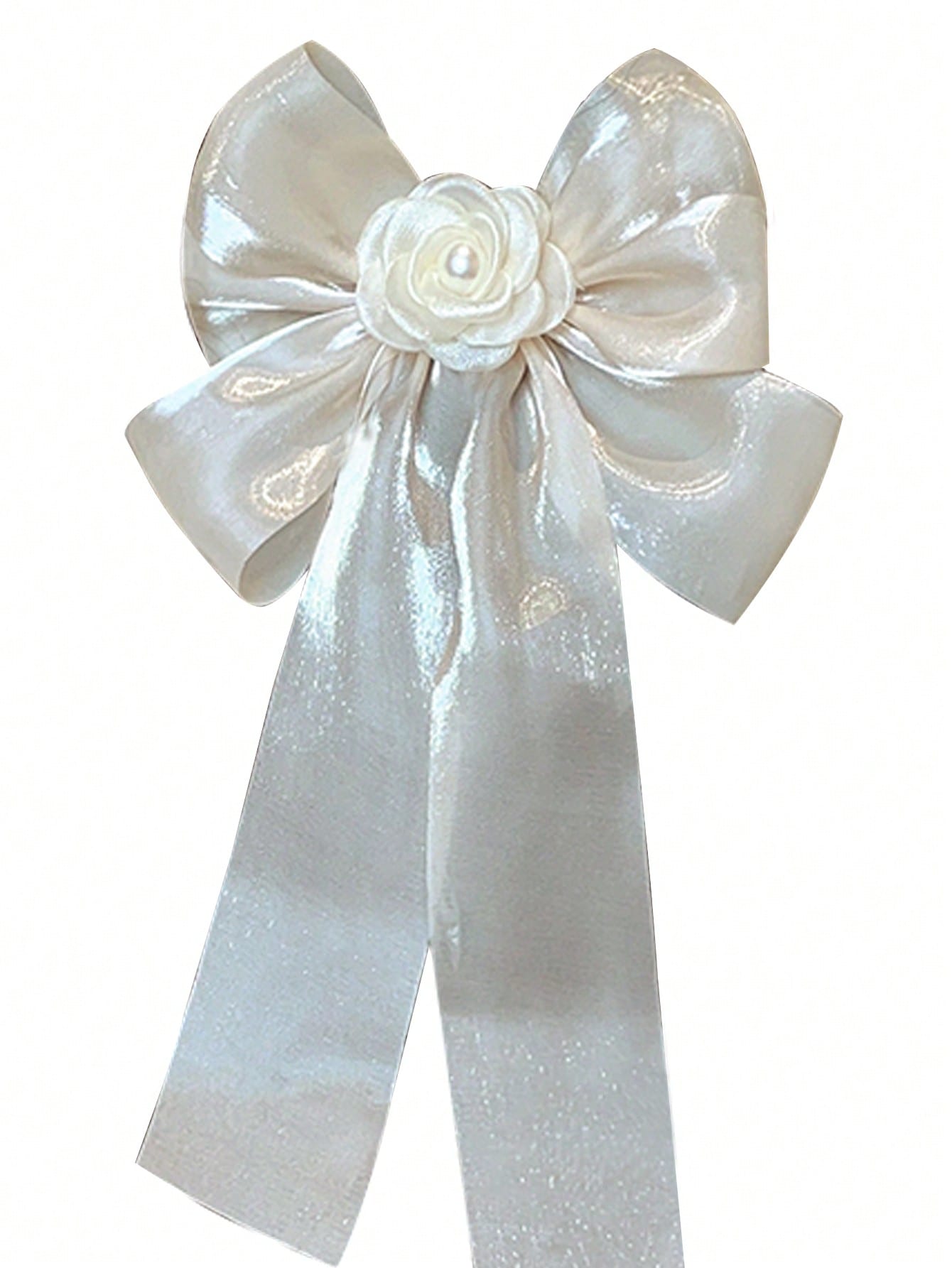 

1 Pcs Fashion Pearl Rose Flower Bow Ribbon Hair Claws For Women Girls Party Hair Accessories