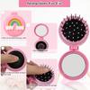 Folding Cute Mini Pocket Hair Comb With Mirror For Women And Girls Round Hair Brush Compact Travel Size Hair Massage Comb