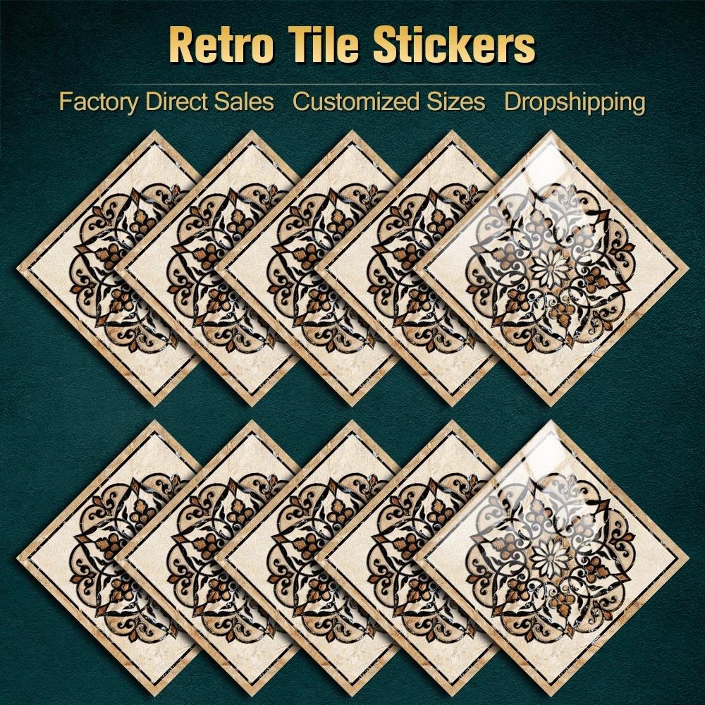 10 stk Parkettfliser mønster veggklistremerke Vannstråledekorasjon kjøkken baderomsskap vanntett keramisk kunsttapet oljebestandig