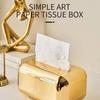 Luksus Golden Tissue Boxes Oppbevaring Serviettholder Papiretui Organisering Ornament Craft Desktop Tissue Holder Kjøkken Tissue Box
