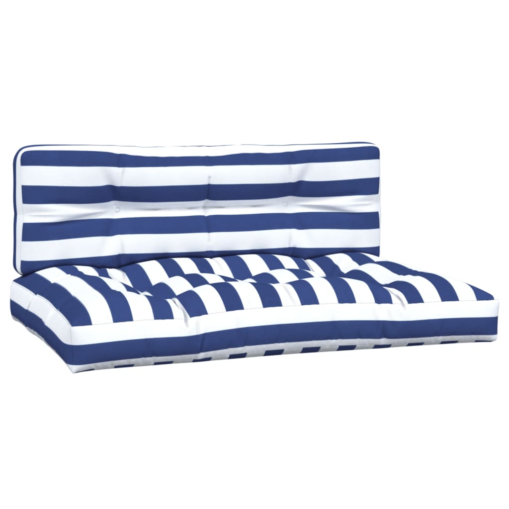 2 Piece Pallet Cushions Blue & White Striped Fabric