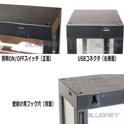 Acrylic Display Box, Slim, 5 Tiers, with LED Illumination, Mirror, USB Powered, Showcase for Model Cars, Miniature Cars, and Diecasts (Black)