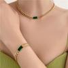 Emerald Gemstone Double Layer Choker Necklace