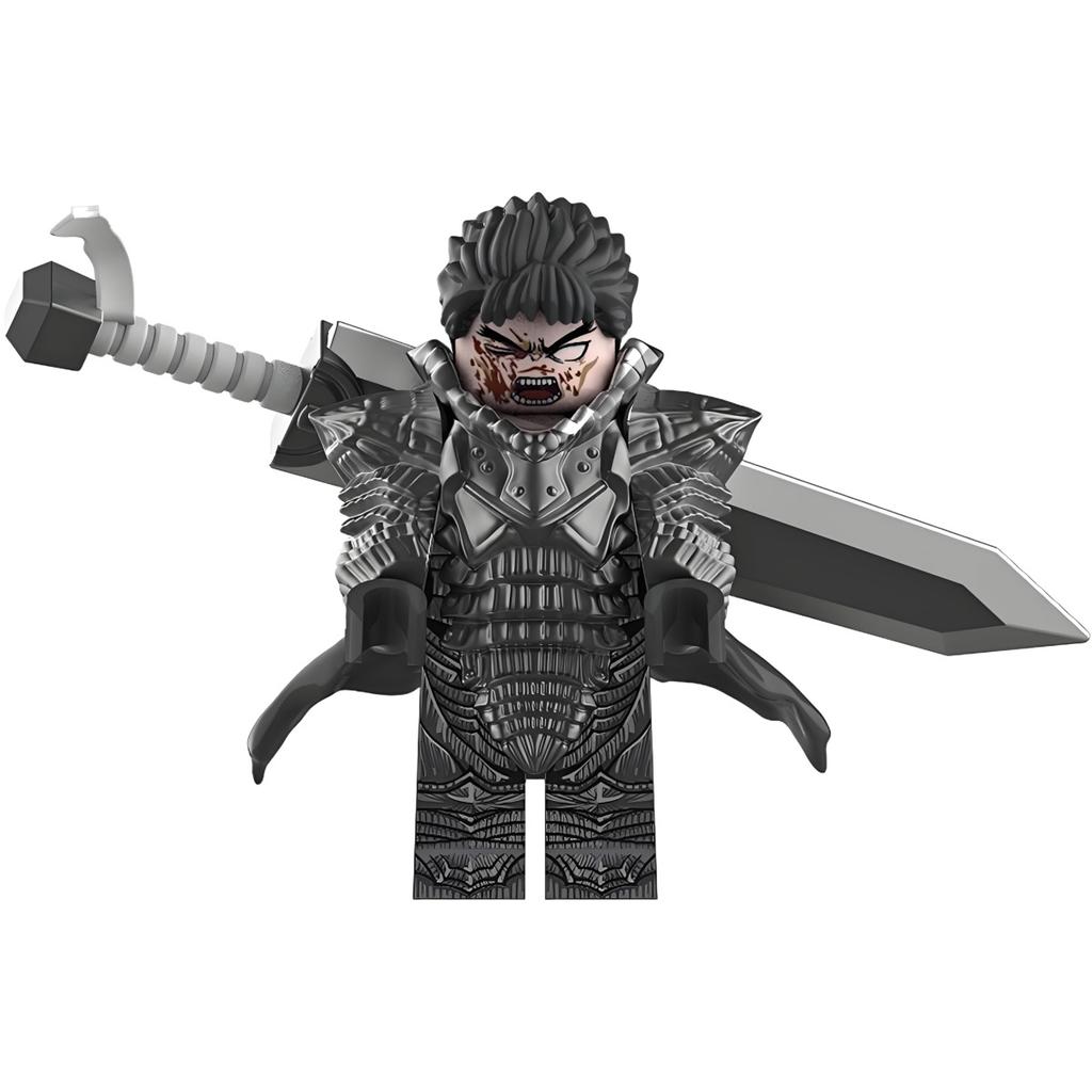 Warrior King Guts from Berserk: Third-Party Minifigure Building Block Weapon Magnetic Cape & Horse Compatible
