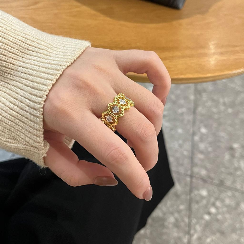 Versa Jewelry Italian Court Brushed Hollow Lace Open Ring Female Celebrity Index Finger