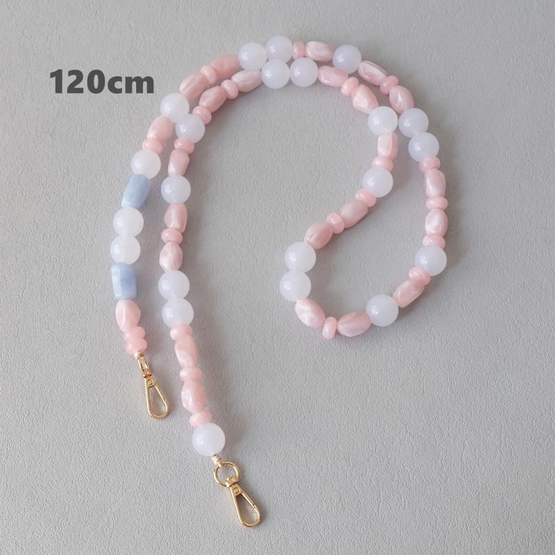 Neue Mode Frau Telefon Zubehör Abnehmbare Blau Perlen Ketten Niedlichen Acryl Luxus Strap Frauen Elegante Telefon Schulter Griff Kette