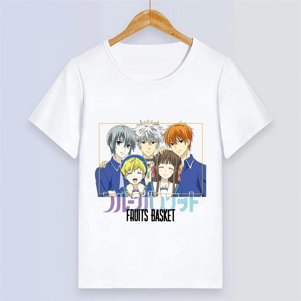 Fruits Basket Shirt Vintage Washed Unisex Oversized Anime Streetwear Soft Cotton Short Sleeve Tee Gift Clothing Tops Hot Sale