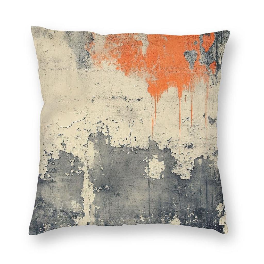 Orange Gray Wall Square Pillowcase Polyester Linen Velvet Creative Zip Decorative Pillow Case Home Cushion Cover