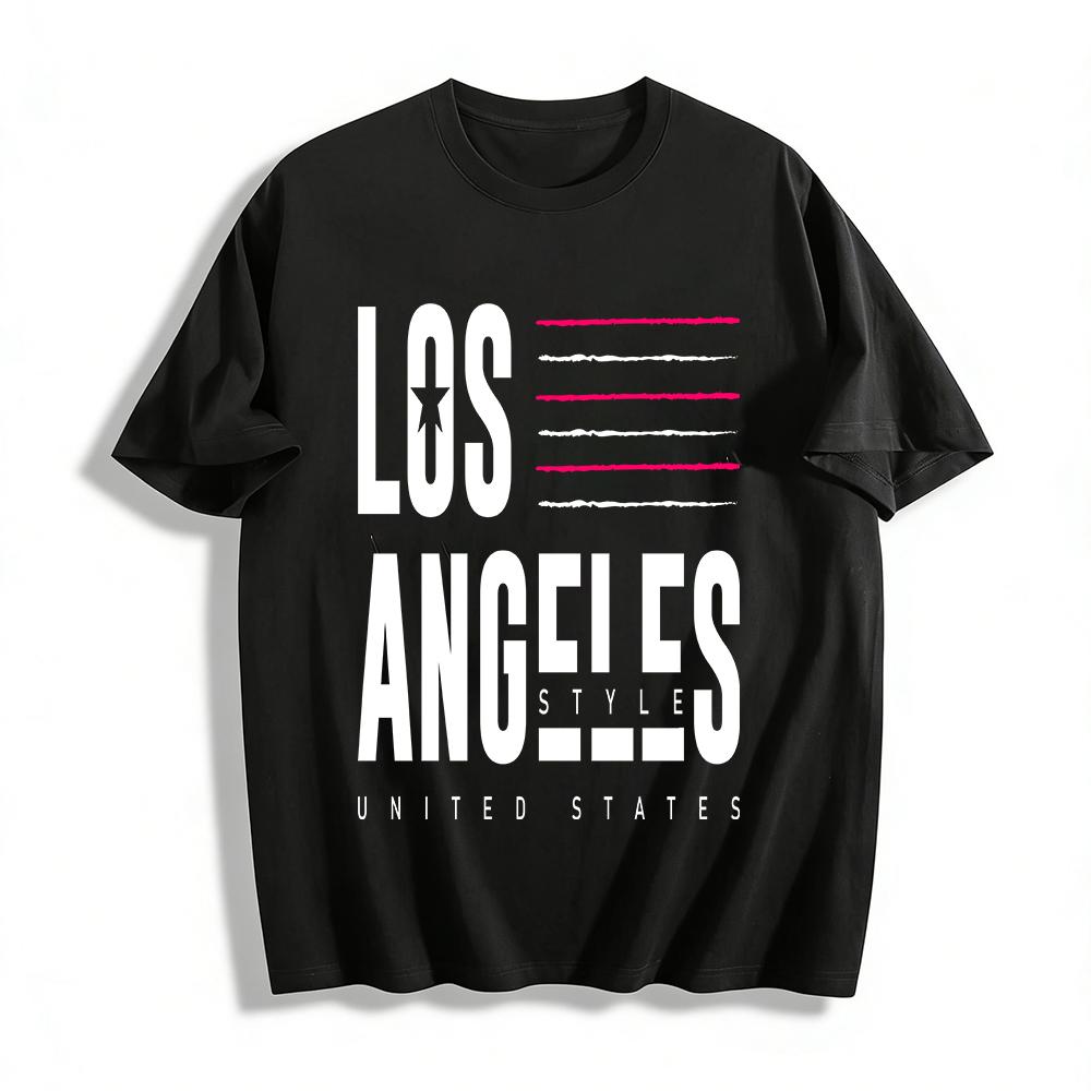 Minimalist Three-line Print Casual Versatile Crew Neck T-shirt Pure cotton T-shirt XXS