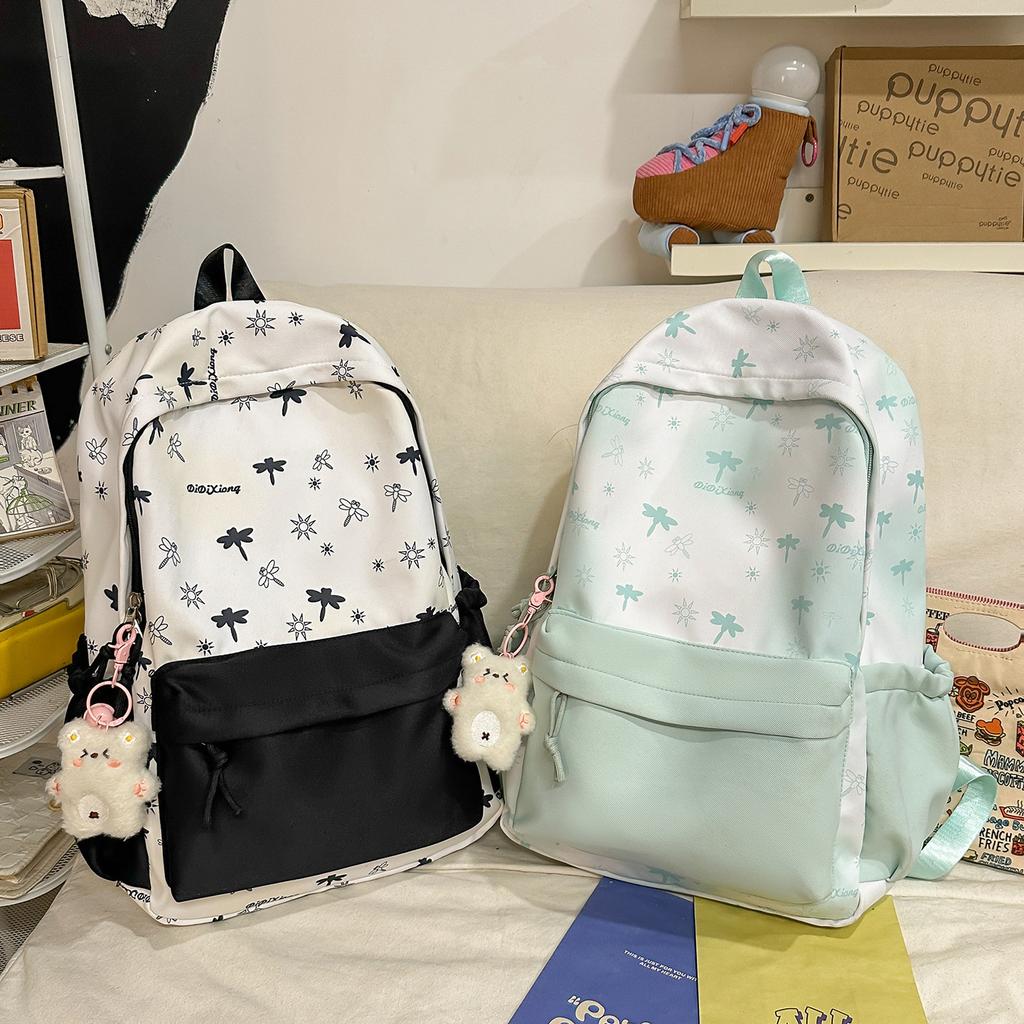 School bag new high-aesthetic Japanese fresh, sweet, artistic, and cute butterfly backpack, lightweight travel backpack for middle school students