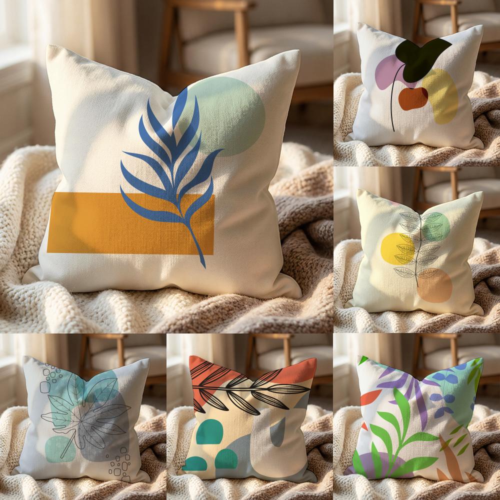 Abstract Simple Geometric Leaf Cushion Cover Multi-Scene Pillow Cover for Home & Car - Reversible, Soft & Durable for Daily Use