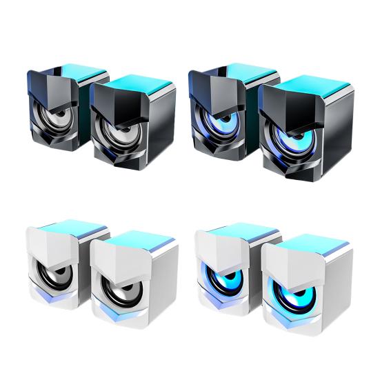 2Pcs Computer Speaker Sound ABS Mini Stereo Clear USB Wired Subwoofer Speaker