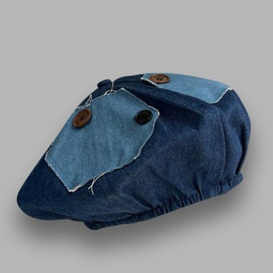 Женская мужская без полей берет джинсовый с пуговицей эластичная кепка художника винтажный стиль