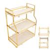 Spice Rack Organizer Iron Stable Strong Load Bearing Capacity White and Gold Bathroom Storage Shelf Easy To Clean for Bedroom
