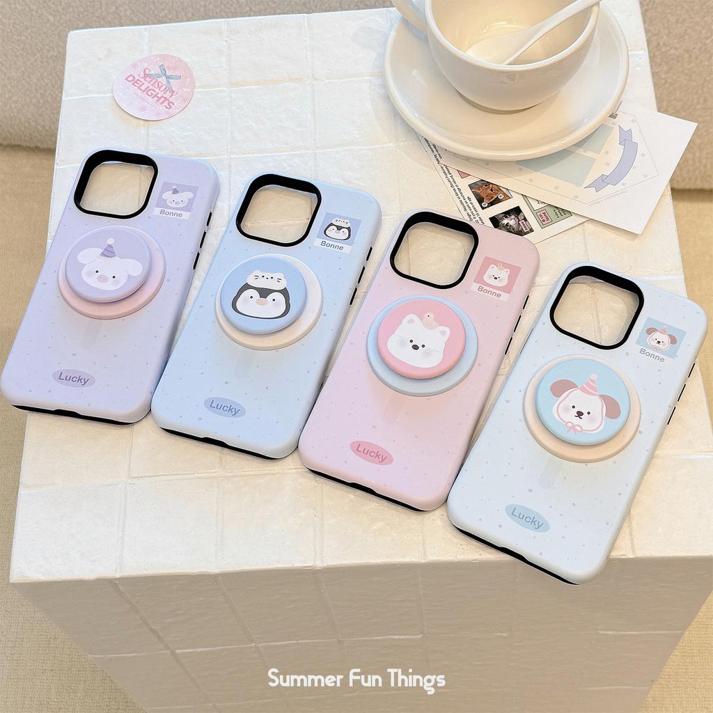 Small Animal Magnetic Holder Mobile Phone Case for Apple for IPhone16For13 Film 15promax Hard 14 Korean 17
