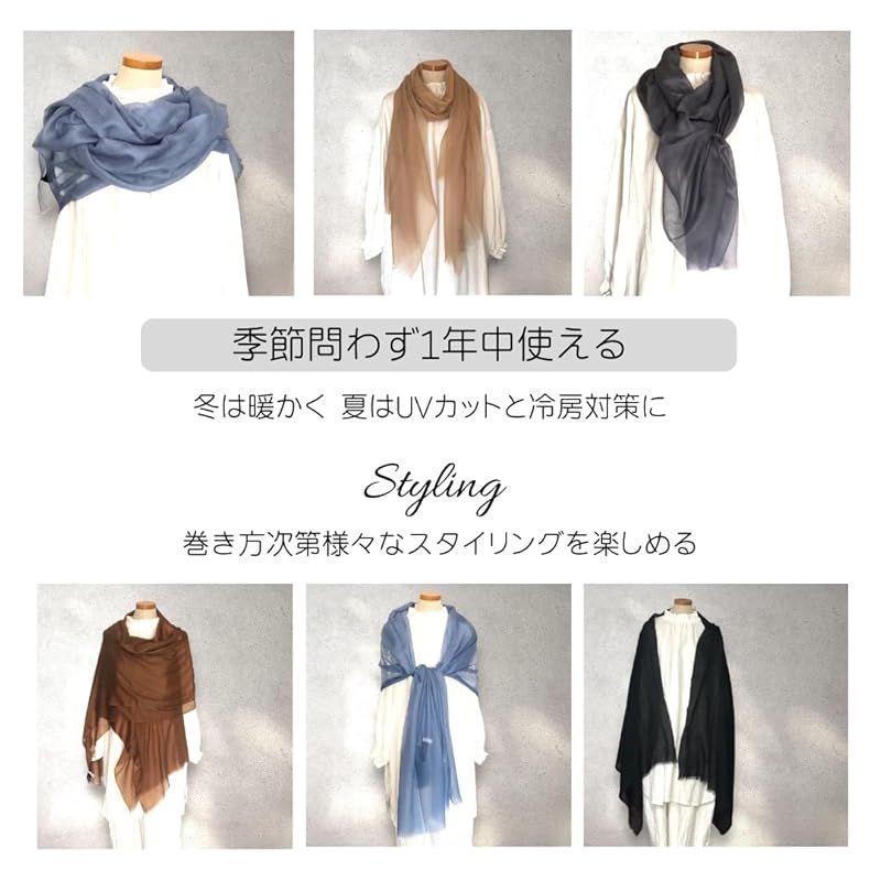 Used [New] [niko25] Sheer Cashmere 100% Stole, Ultra-Thin, Large Size, Airy, Lightweight, Silk-like Texture, UV Cut, Cooling Protection,