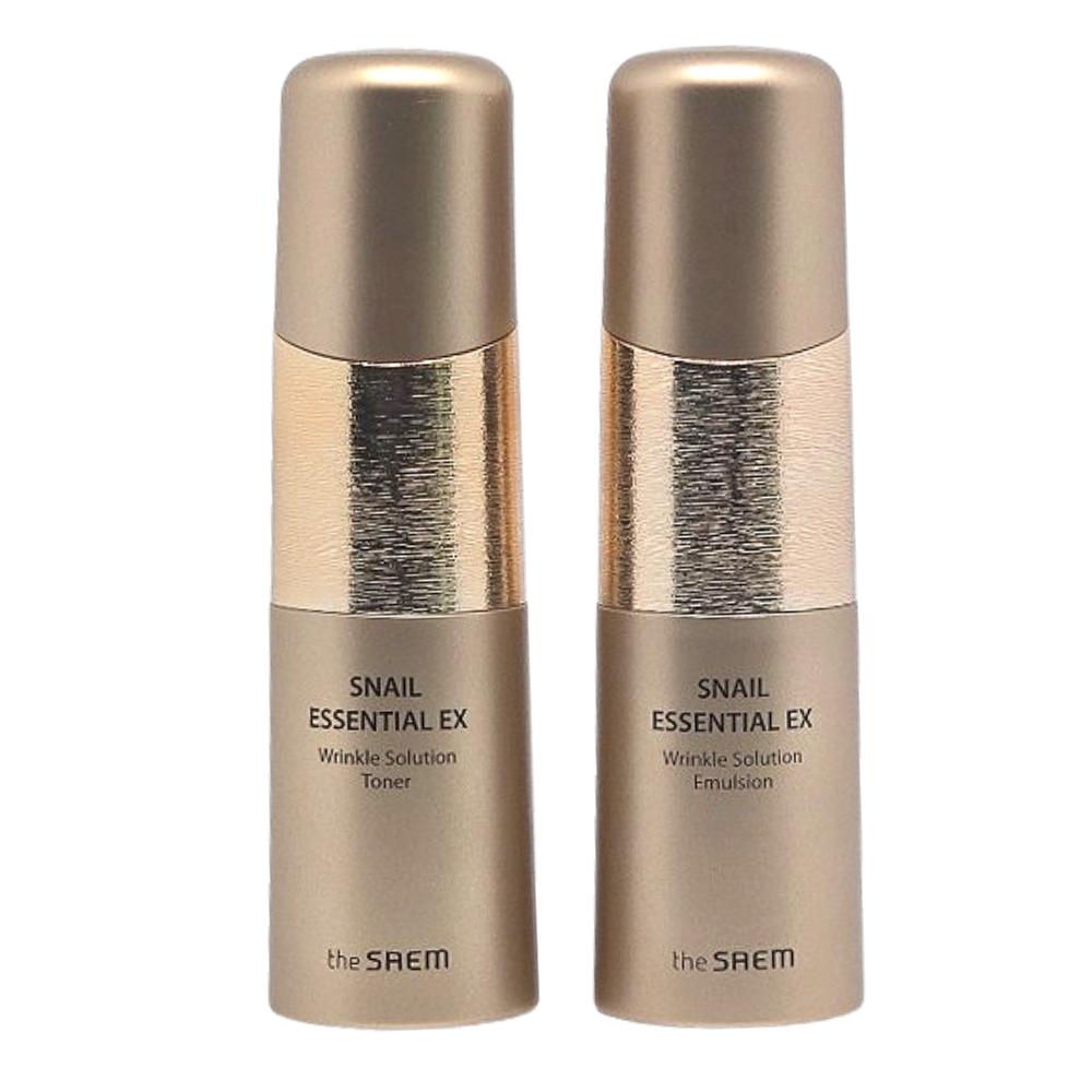 The Saem Snail Essential EX Wrinkle Solution Toner & Emulsion Set (150ml + 150ml) – Korean Anti-Aging Skincare Duo with Snail Mucin