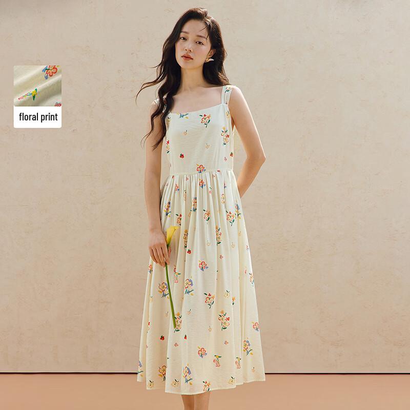 INMAN Французское платье-макси на бретелях с принтом S