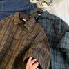 Men's Japanese Retro Plaid Short-Sleeve Shirt - Summer Trendy Casual Style