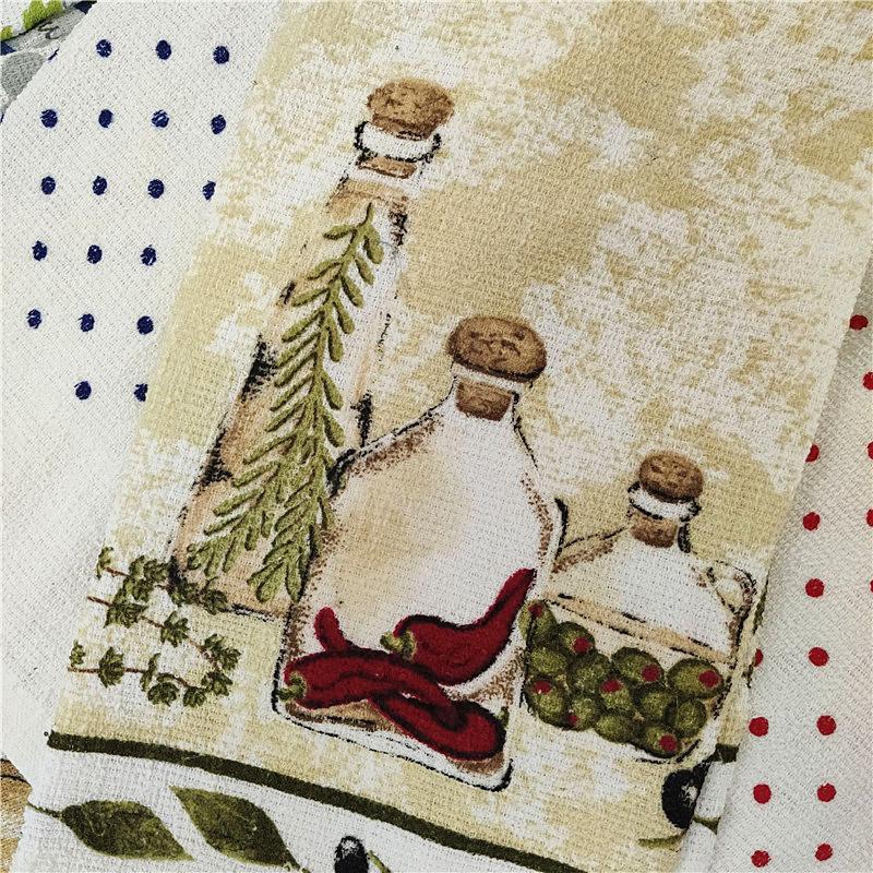 1 pièce 40x70cm Serviette à thé imprimée colorée en coton Torchons de cuisine Chiffon de nettoyage absorbant l'eau Cadeau pour fête à la maison