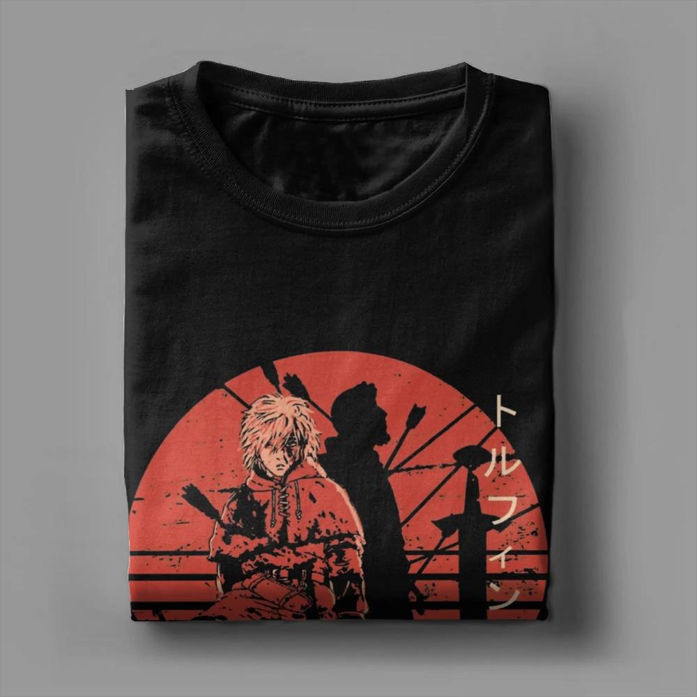 Lustiges Thorfinn Vinland Saga T-Shirt Herren Rundhals 100% Baumwolle T-Shirts Kurzarm T-Shirt Bedruckte Kleidung