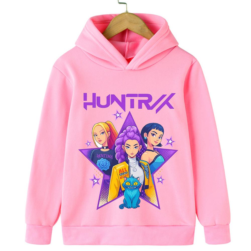 2025 KPop Demon Hunter Cartoon Girls Boy Hooded Sweatshirt Warm Children's Korean Wave Fashion Casual Tops Casual Girls Clothing