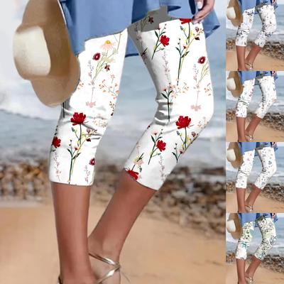 Women's Fashion Printed Slim And Wear Leggings Summer Beach Capris Pants