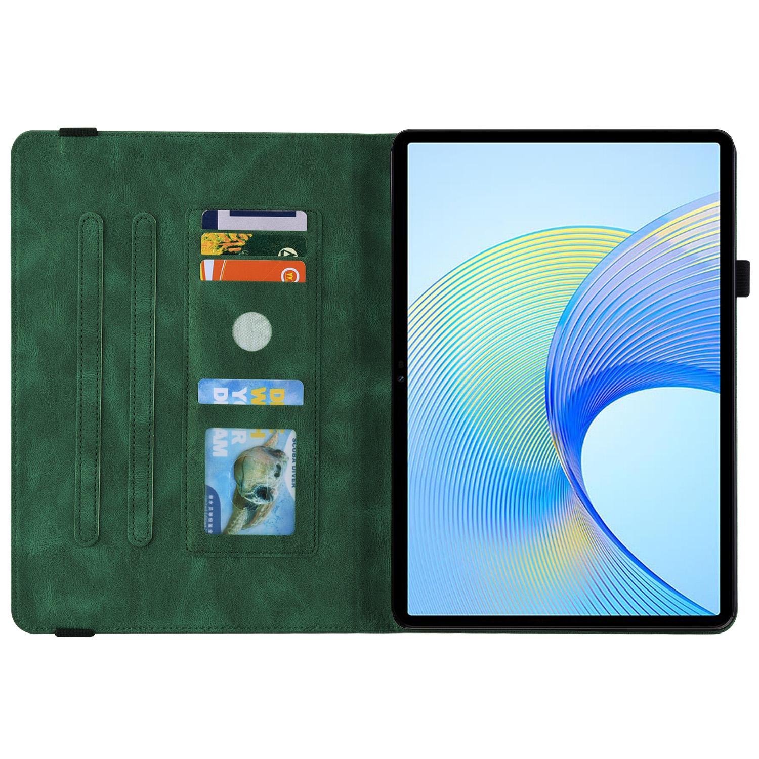 

For Honor Pad X8 Pro/Pad X9 Leather Cover Imprinted Flip Stand Card Holder Tablet Case Green