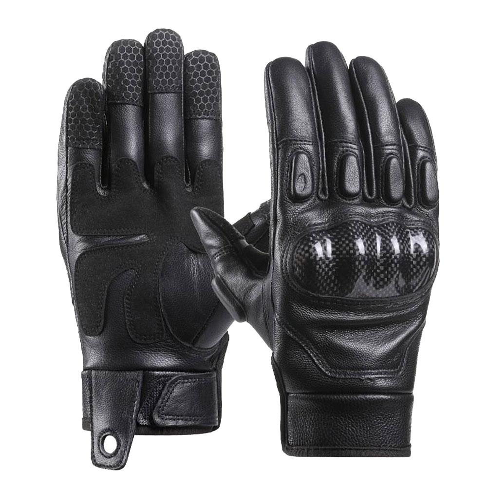 Summer Vintage Leather Motorcycle Gloves Men Black Wear-resistant Guantes Touchscreen Anti-slip Retro Motobiker Riding Gloves