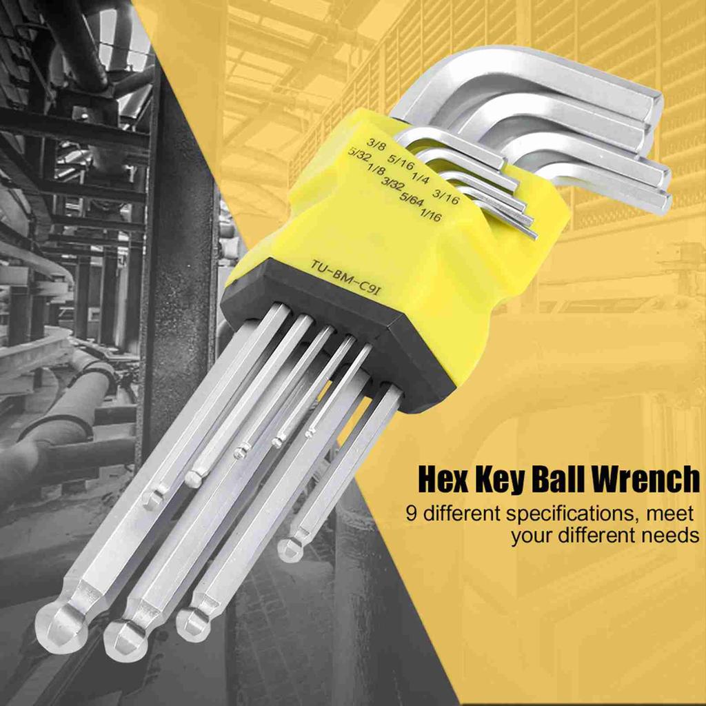 9PCS Kugelende Sechskantschlüssel L-Schlüssel Set Professionelles Reparaturset Handwerkzeug