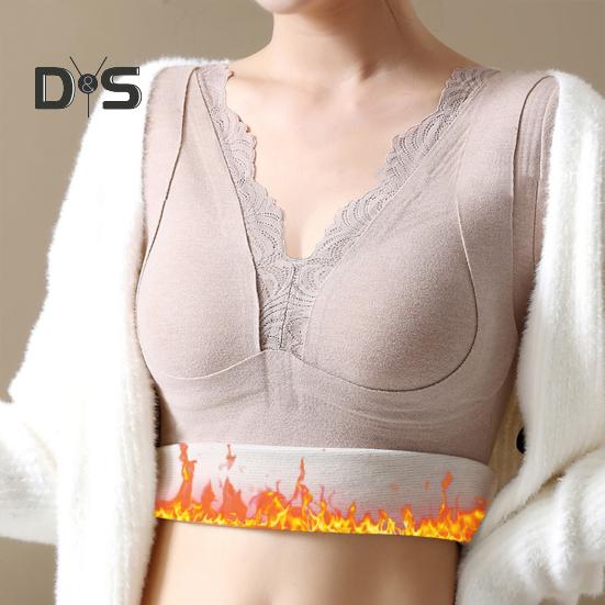 Thermo-Unterteile mit integrierten Brustpolstern. Doppellagige, warme DE-Samt-Langarmpullover-Oberteile, einfarbig, für den Winter, innen und außen