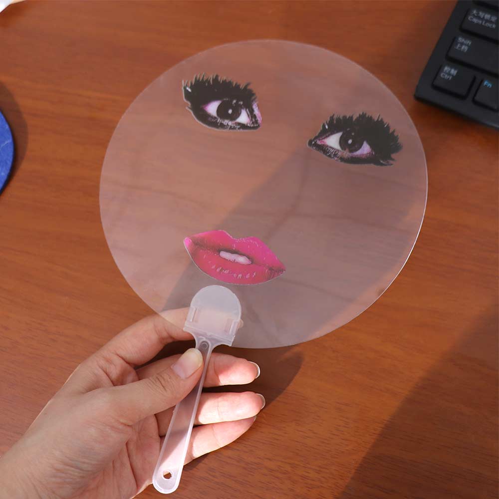PVC Printed Transparent Hand Fans Exaggerated Printing Fan Creative Red Lips Hand Fan  Kids Toy