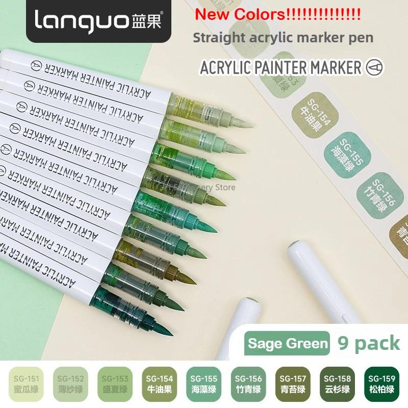 Languo 207/9 Direct Liquid Acrylic Paint Pens Brush Color Marker Pen for Rock Painting Stone Ceramic DIY Art Supplies Stationery