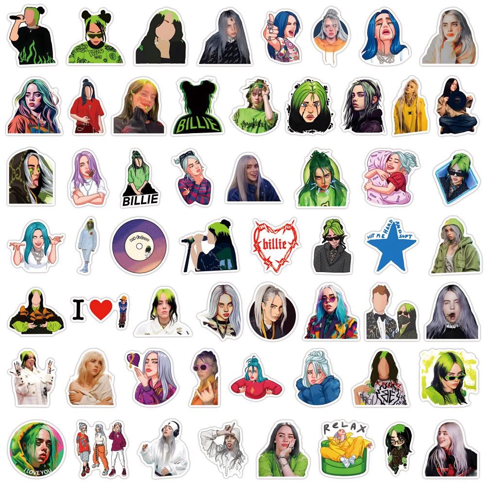 55 Billie Eilish Graffiti Stickers for DIY Decor on Water Bottles & Guitars