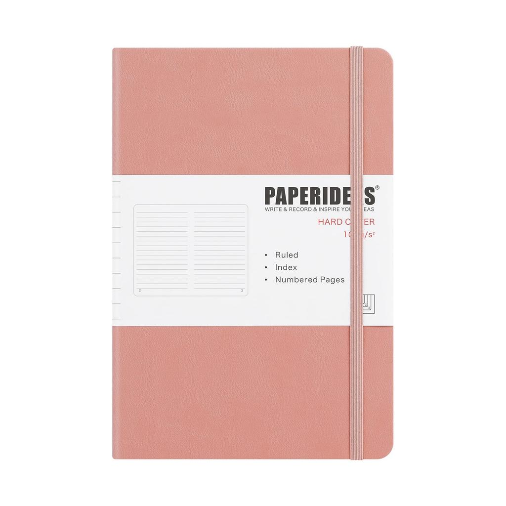 PAPERIDEAS Hardcover Notebook, A5, (Horizontal Lined, Pink)