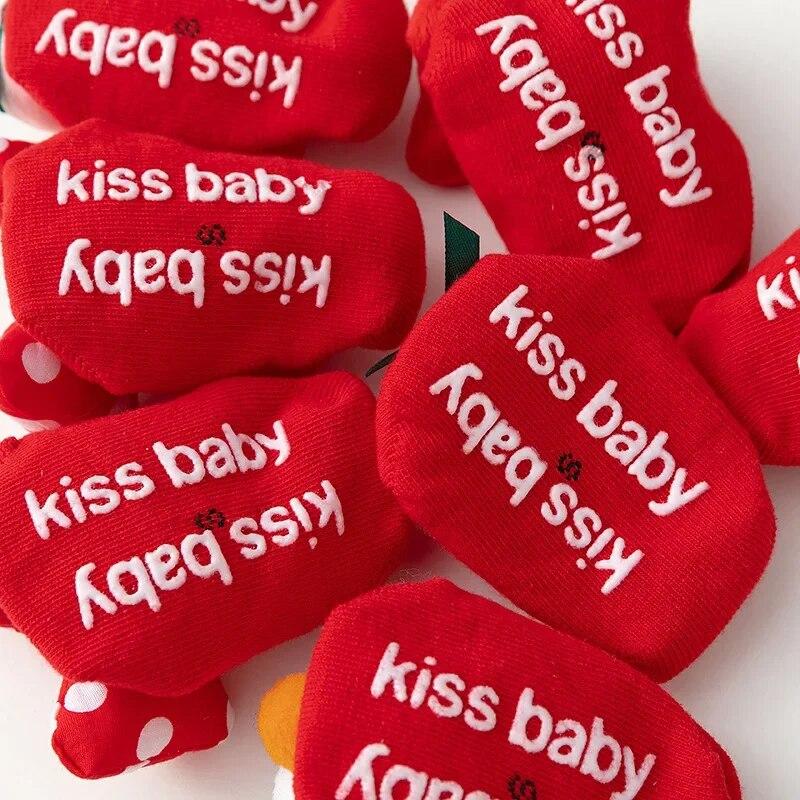 1 Pair Baby Sock Red Color Christmas Series Non-slip Floor Sock for Newborn Boy Girl Thin Indoor Floor Sock for Infant Baby