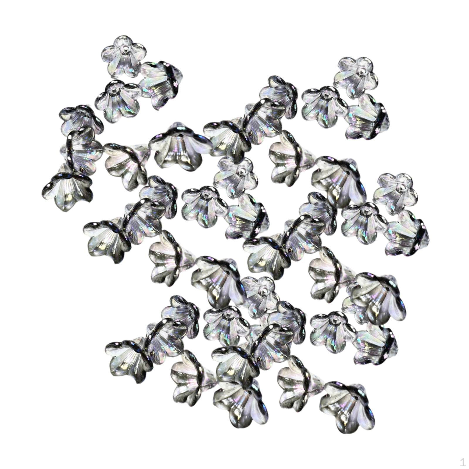 

100 бусин-цветочков для изготовления украшений, рукоделия, шармов, серег, цветочные Gray