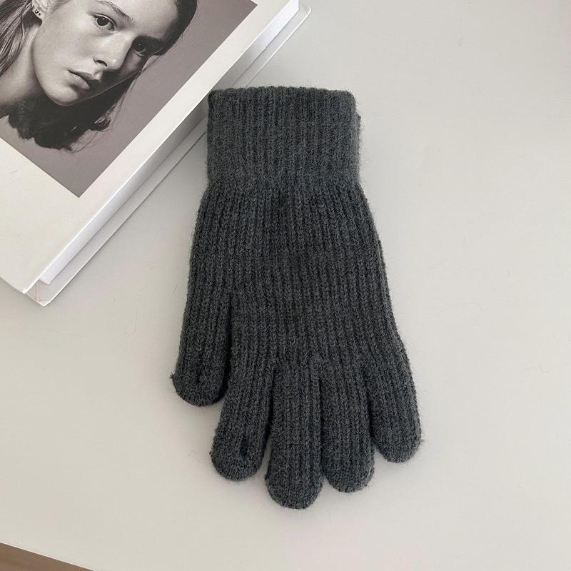 [Thickened Solid Color] Knitted Thermal Gloves for Men and Women In Winter, Wool and Velvet for Outdoor Riding