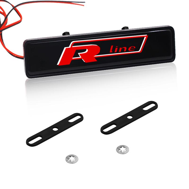 Car Front Grille Sticker Badge Head Grill R LINE Emblem LED Light For Volkswagen CC Polo Golf 4 5 6 7 MK7 MK5 MK4 MK6 Passat Touran Scirocco