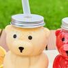 Kubek Jednorazowy Misiowy z Wieczkiem ze Słomką Ergonomiczny Kubek Plastikowy w Kształcie Misia Naczynia do Napojów Dom Biuro Bar Codzienne Użytkowanie