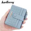 Women's Short Purse Korean Style Wallet Woven Pattern Billfold Snap Button Notecase Zipper Coin Purse Pu Leather Card Holder